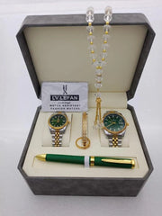 Couple Stainless Steel Set โ Watch, Rosary, Pen & Cufflinks