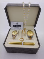Couple Stainless Steel Set โ Watch, Rosary, Pen & Cufflinks