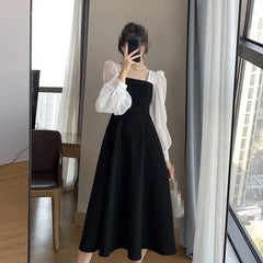 Elegant Medium-Length Black Dress For Women