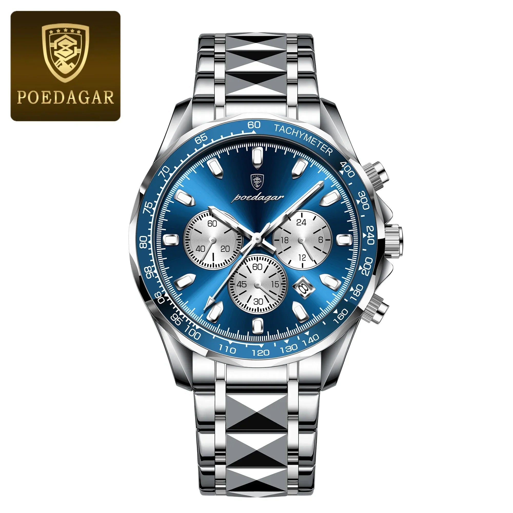 POEDAGAR Fashion Brand Men Watch Waterproof Stainless Steel